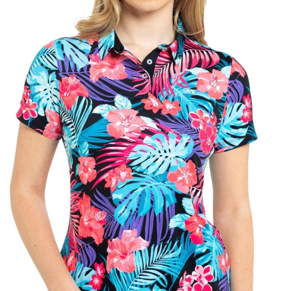 Good Good ladies golf shirt Paradise polo NWT Large 10/12 UPF 50+